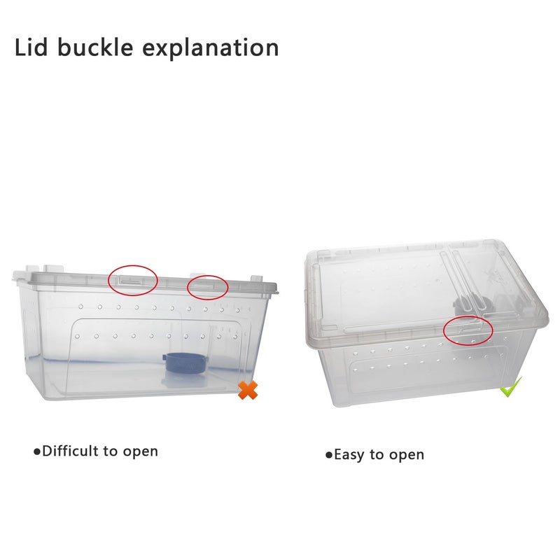 OMEM Portable Reptile Terrarium Habitat for Mini Pet Houses Breathable Holes Stackable Container (L) - Image 4
